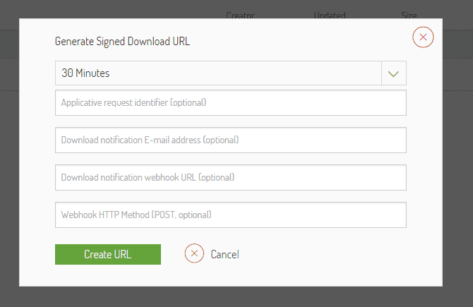 Generate Signed URL Scrrenshot