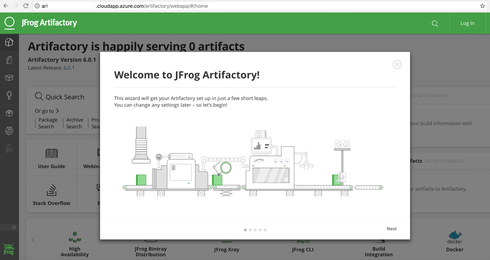 JFrog Artifactory Main page