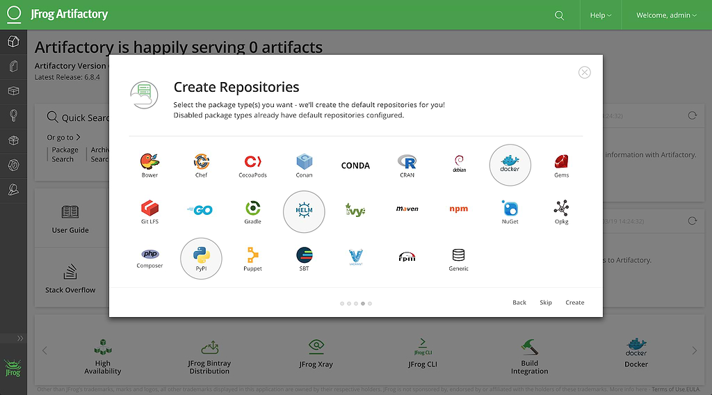 Artifactory Create Repositories