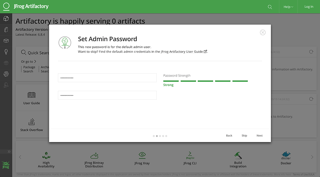 Artifactory Set Password