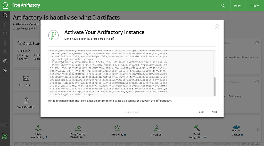 Artifactory Add Licenses