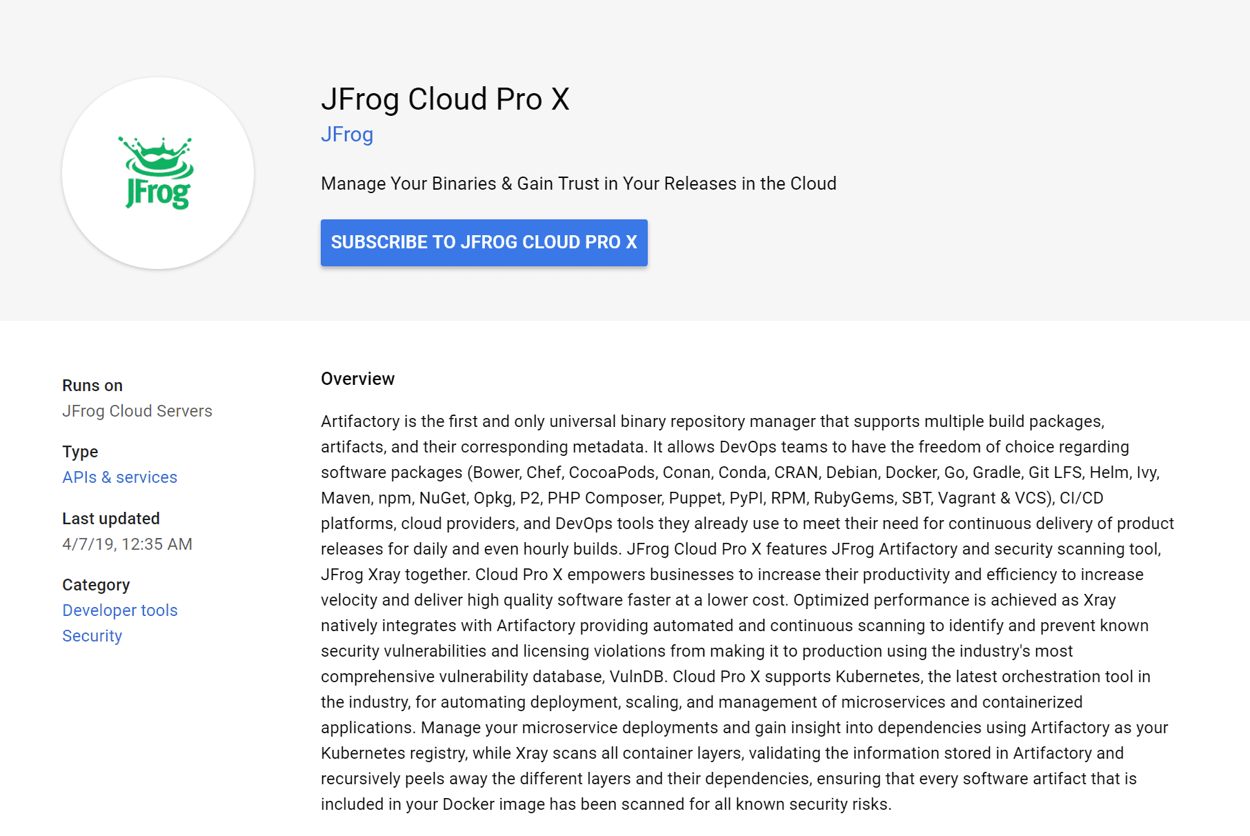 JFrog Cloud Pro X