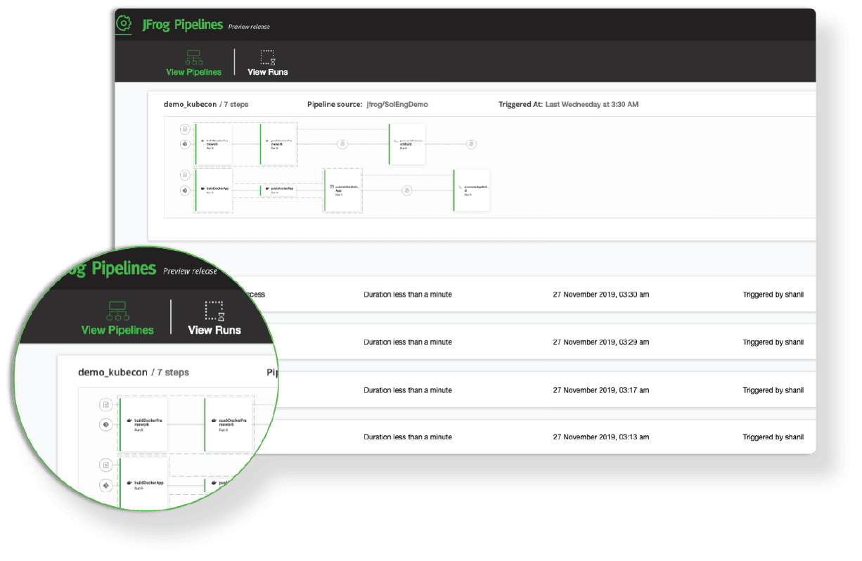 JFrog Pipelines UI