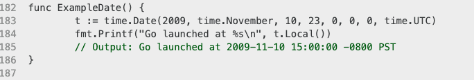 example of the Date function of package Time