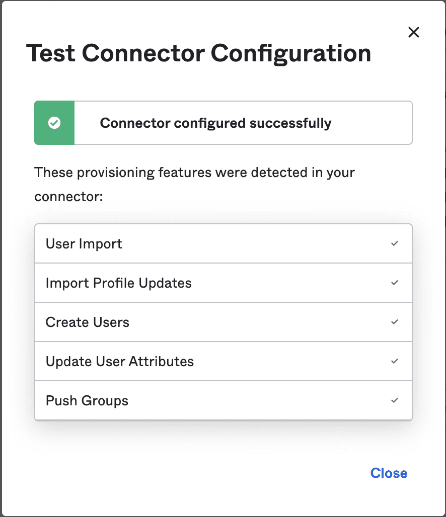 Test Connector Configuration