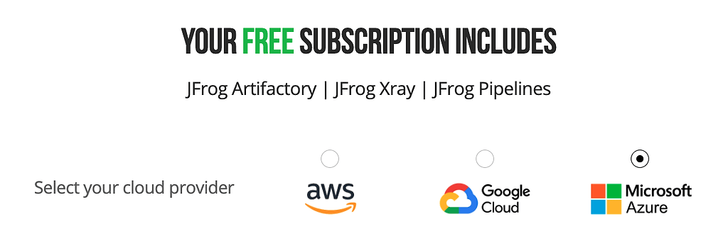 JFrog Free Subscription Signup