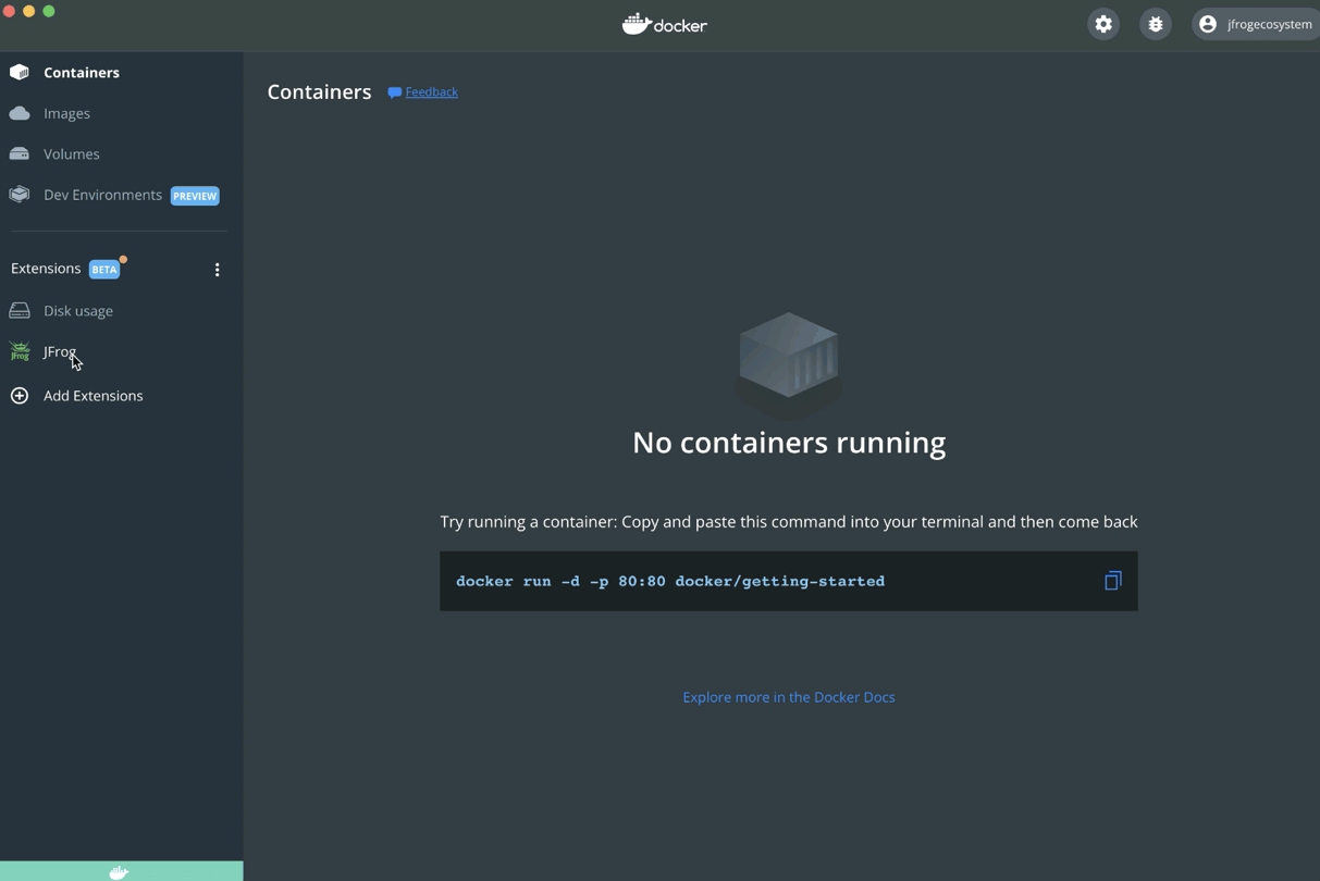 Docker Desktop JFrog Extension
