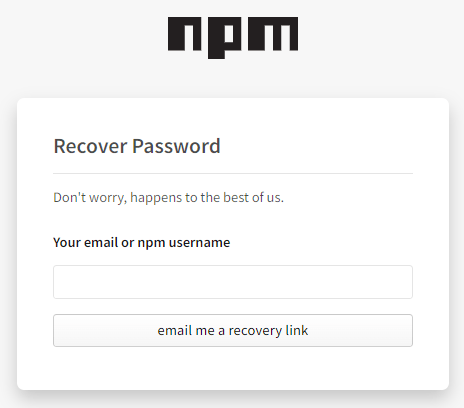 npm recover password