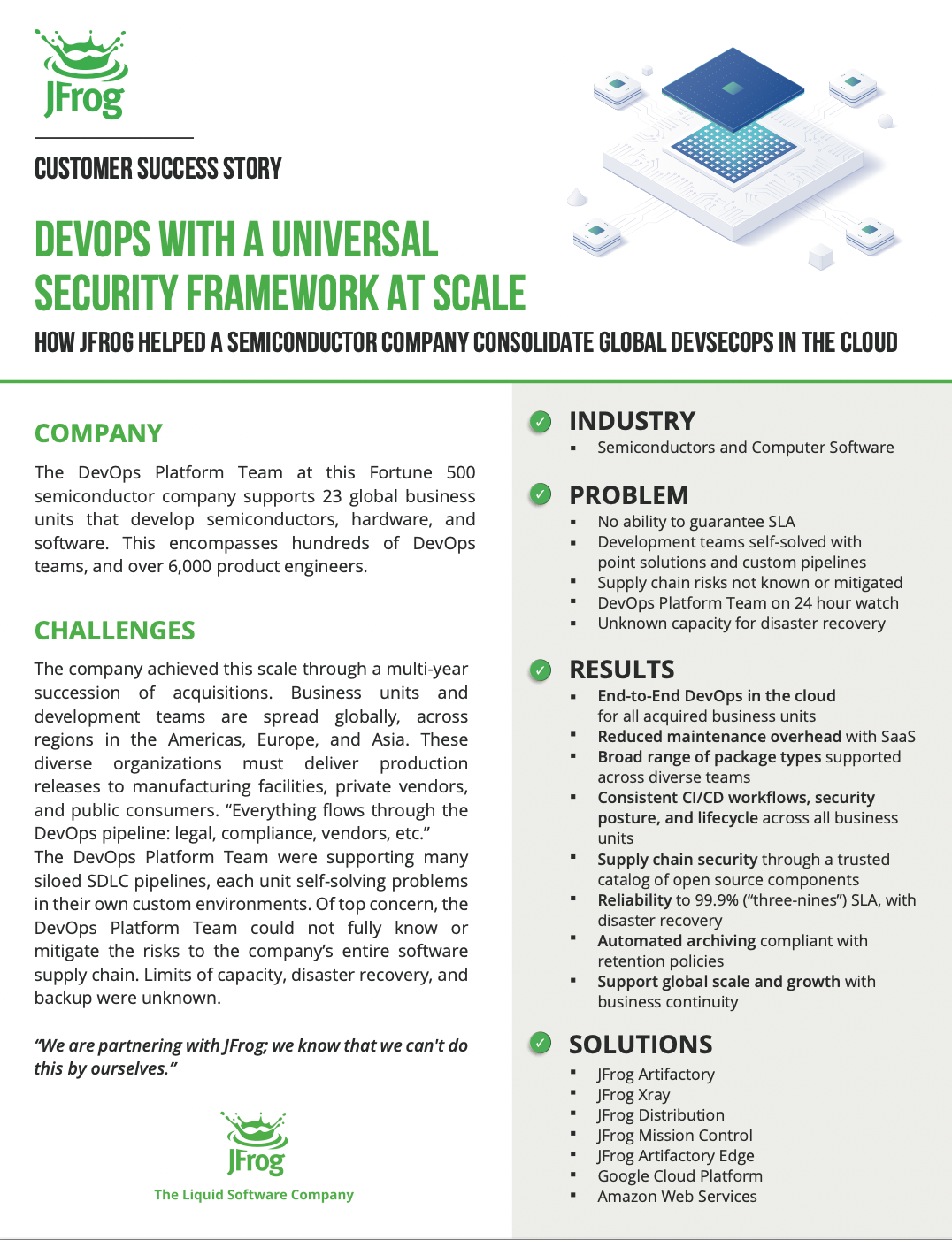 How JFrog helped a semiconductor company consolidate global DevSecOps in the cloud