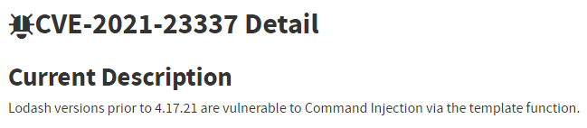 Library Vulnerabilities CVE-2021-23337 Detail