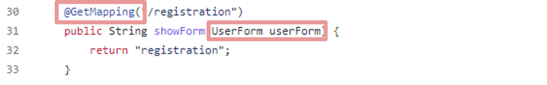 Vulnerable POJO data binding functionality to `UserForm` object. (From WebGoat Github)