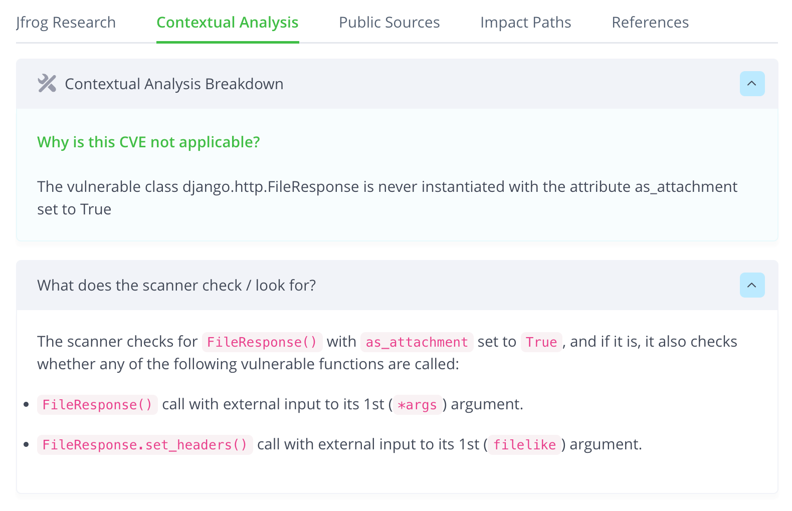 JFrog Security Contextual Analysis