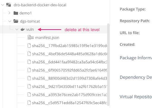 Screenshot of folders corresponding to the tag level in Docker
