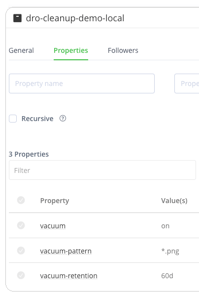 Vacuum property helps define which repositories to clean