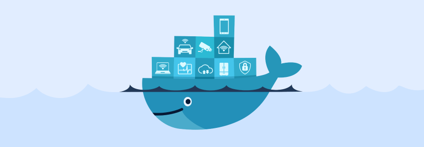 Docker whale with containers