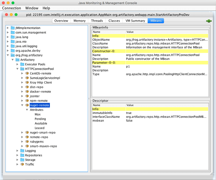 Artifactory MBeans Integration