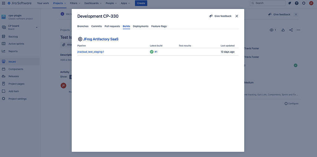 Link to Artifactory Build in Jira