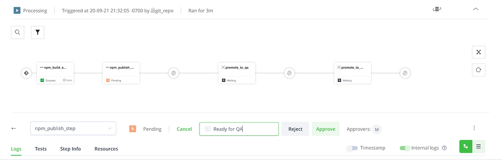 JFrog Pipelines approval gate