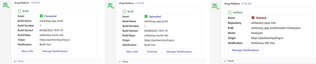 JFrog App for Microsoft Teams