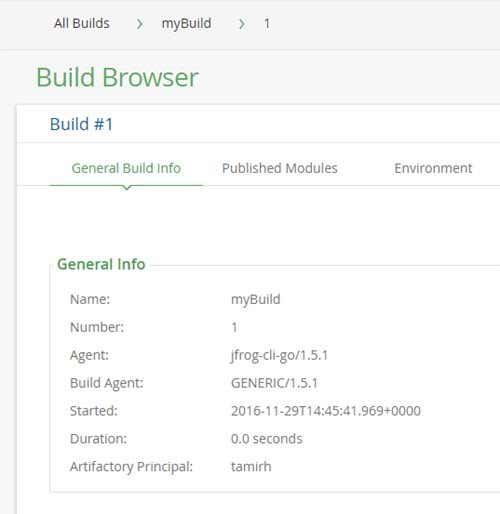 JFrog CLI Build Information in Artifactory